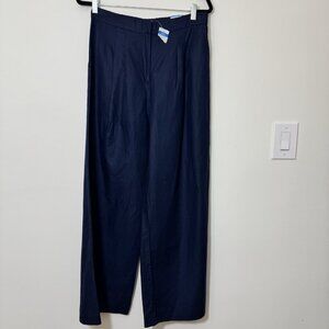 J Mclaughlin Linen Blend Wide Leg Pants Women’s Size 10 Navy Blue High Rise New